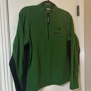 EUC the north face men’s medium fleece quarter zip shirt long sleeve black green